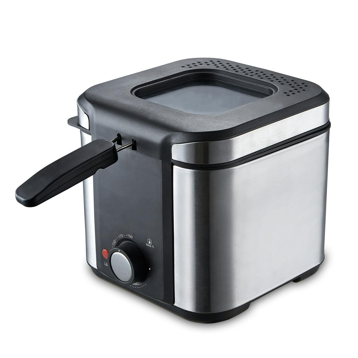 KUKEN Freidora INOX 900W, Tapa Cristal 1L
