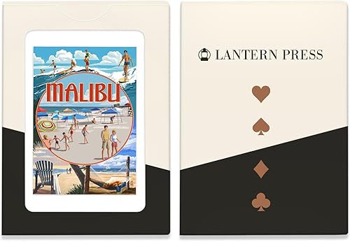 Miniatura 4 de Lantern Press Malibu, California, Beach Montage (52 cartas de juego, baraja de cartas de tamaño póker con comodinos)