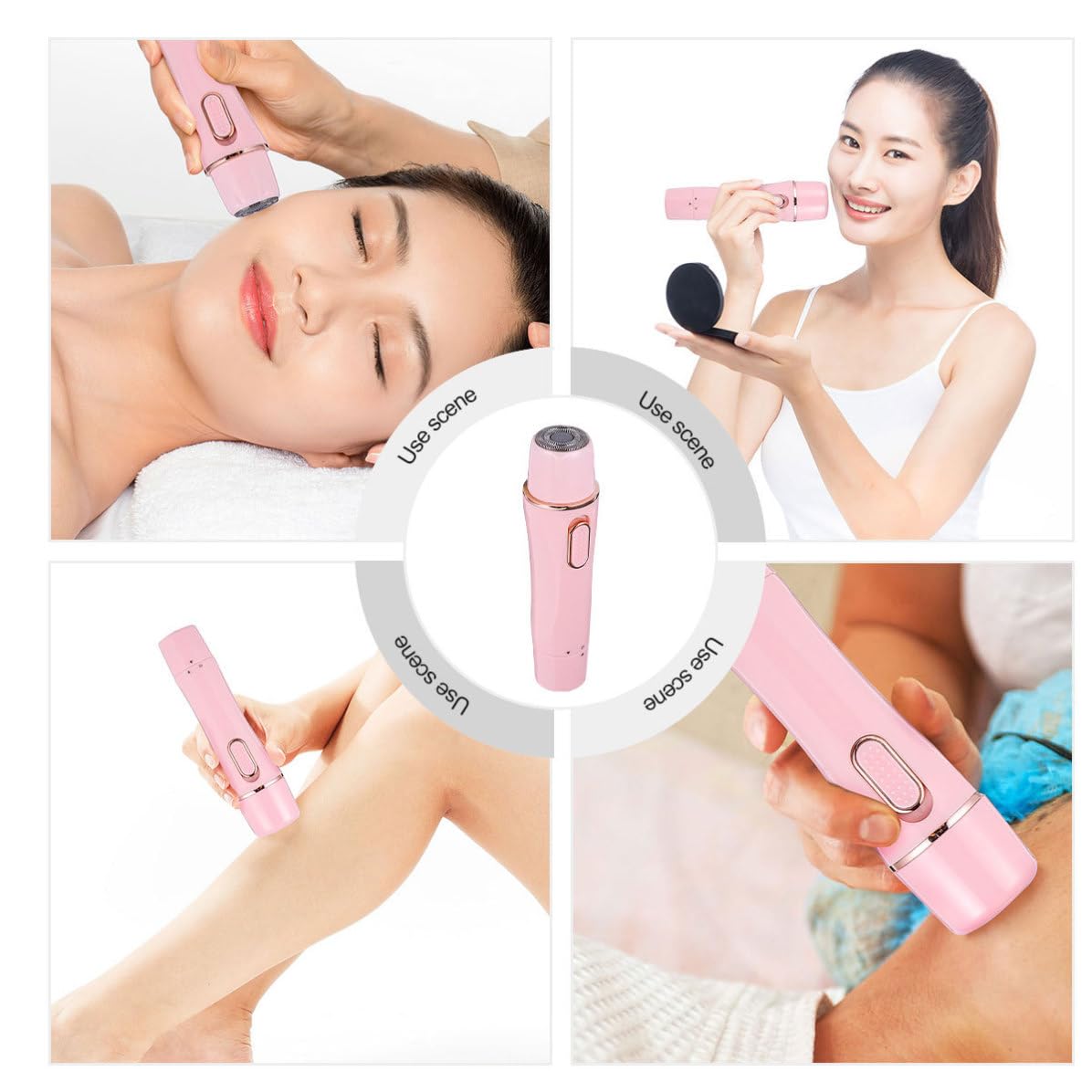 ABOOFAN Máquina de Depilación Eléctrica para Mujer Recarga Usb, Depiladora Corporal Indolora y Recortadora de Cejas y Vello Nasal Ligera para Viaje