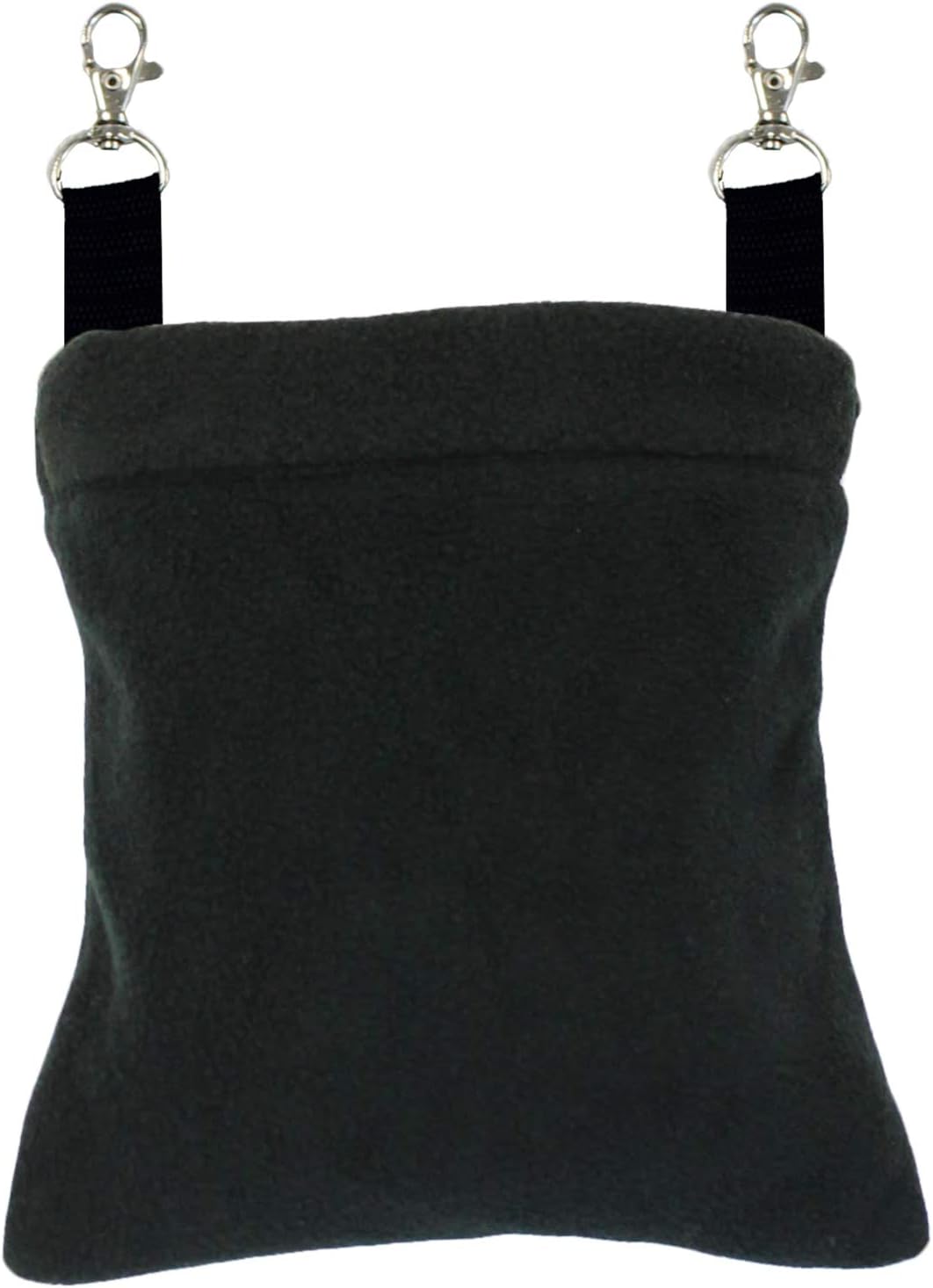 Deluxe Nest Pouch (Black) - Hanging Fleece Cage Accessory Toy - for Sugar Gliders, Squirrels, Marmosets, Hamsters, Ferrets, Birds,…