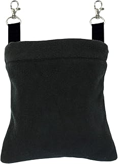 Deluxe Nest Pouch (Black) - Hanging Fleece Cage Accessory Toy - for Sugar Gliders, Squirrels, Marmosets, Hamsters, Ferrets, Birds, Rodents, Rats, Reptiles, Small Pets - Hammock, Tower, Bed, Nest