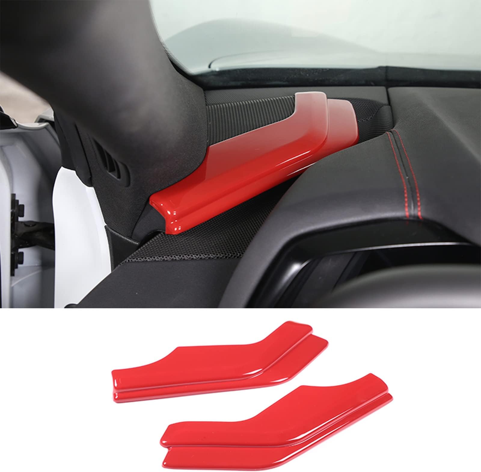 sekhyna Under Windshield Dashboard Side Panel Frame Cover Trim ABS 2PCS Compatible with Chevrolet Corvette C8 Stingray 2020 2021 2022 2023 (Sports Red)