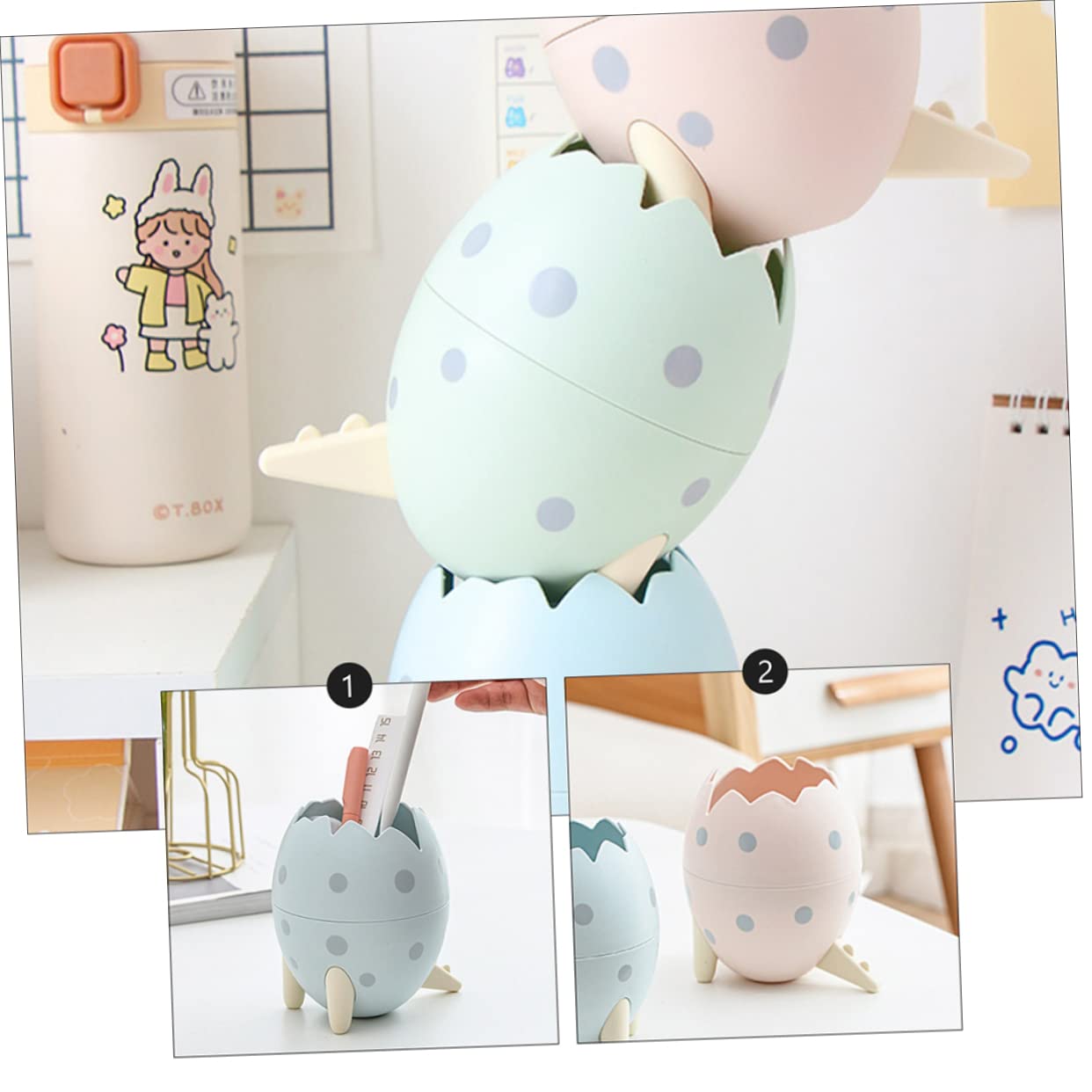 Abaodam 6pezzi Portapenne Dinosauro Premium Da Organizer Scrivania Per Casa e Ufficio Contenitore Cartone Per Cancelleria Design Elegante e Facile Da Pulire