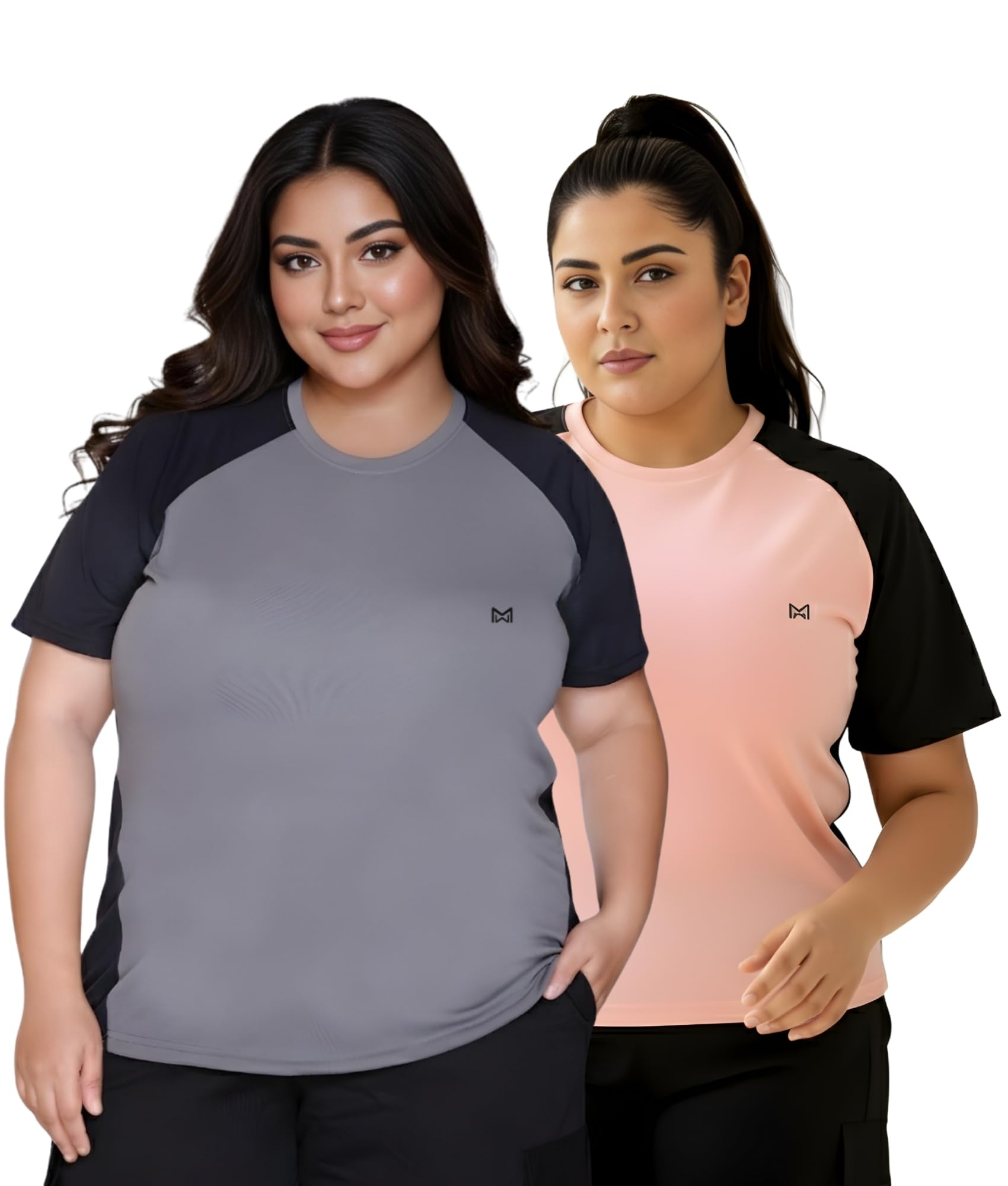 white moon Plus Size Gym T Shirt for Women (Combo), Active Wear Gym, Sport, Running, Yoga & Swimming Gym T-Shirt, Polyester Drifit T Shirt/Top (Pack of 2)-picture-48