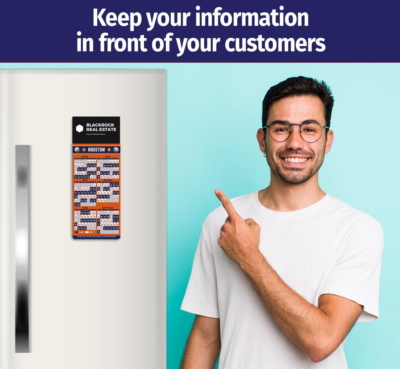 2026 Pro Baseball Sports Schedule (Houston) - 50/100/300 Quantity - Add Your Business Card - Fridge Magnets - Promotional Item, Business Advertising Products