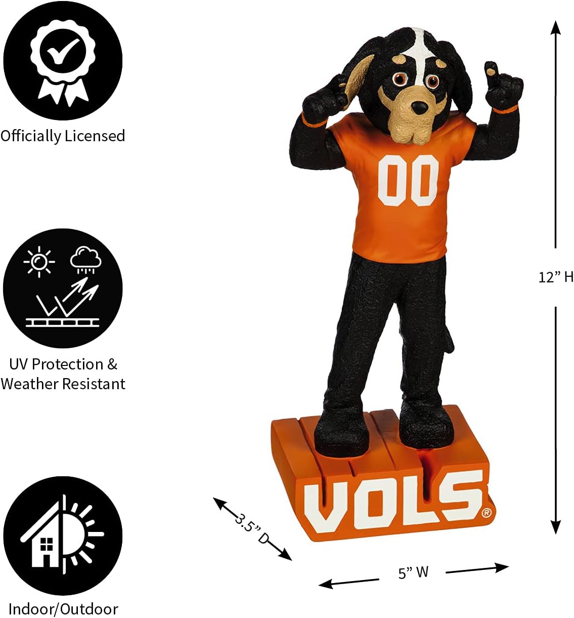 Team Sports America NCAA University of Tennessee Fun Colorful Mascot Statue 12 Inches Tall