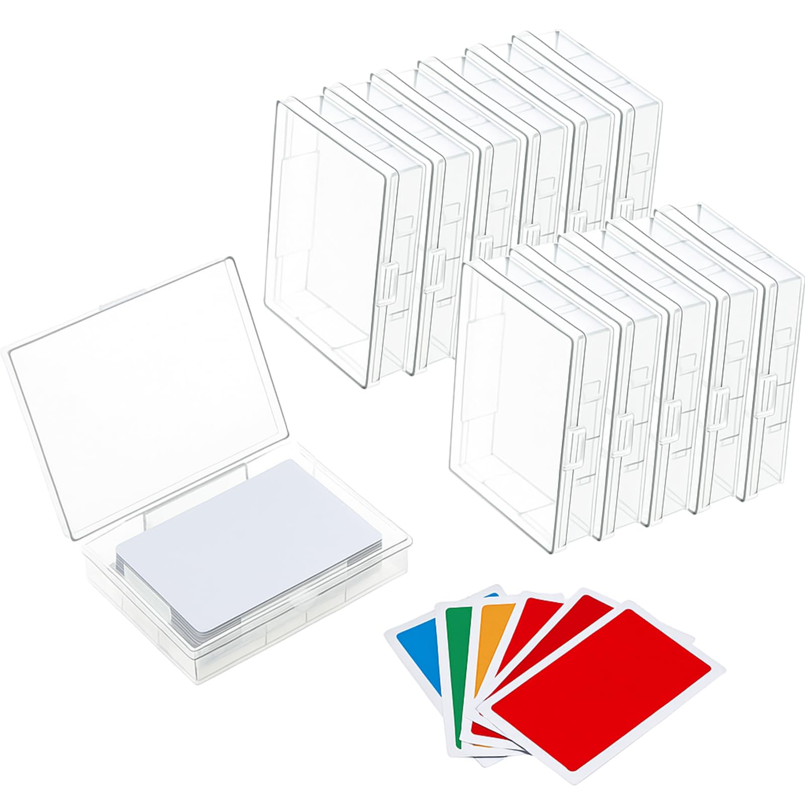Skylety 6 Pcs Playing Card Case Clear Plastic Playing Card Box 3.6'' x 2.6'' x 0.8'' Holder Game Storage Organizer, Empty Snaps Closed for Travel Restaurant Poker Gaming-image-48