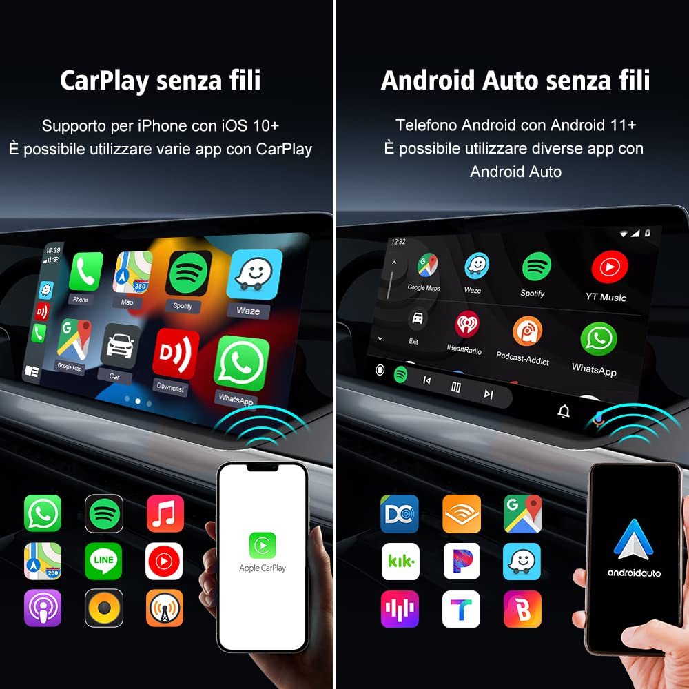 Carlinkit 5.0 CarPlay Wireless e Android Auto 2 in 1,Versione 2026 per Converti carplay cablato in carplay wireless,converti Android Auto cablato in AndroidAuto wireless,per auto 2016+