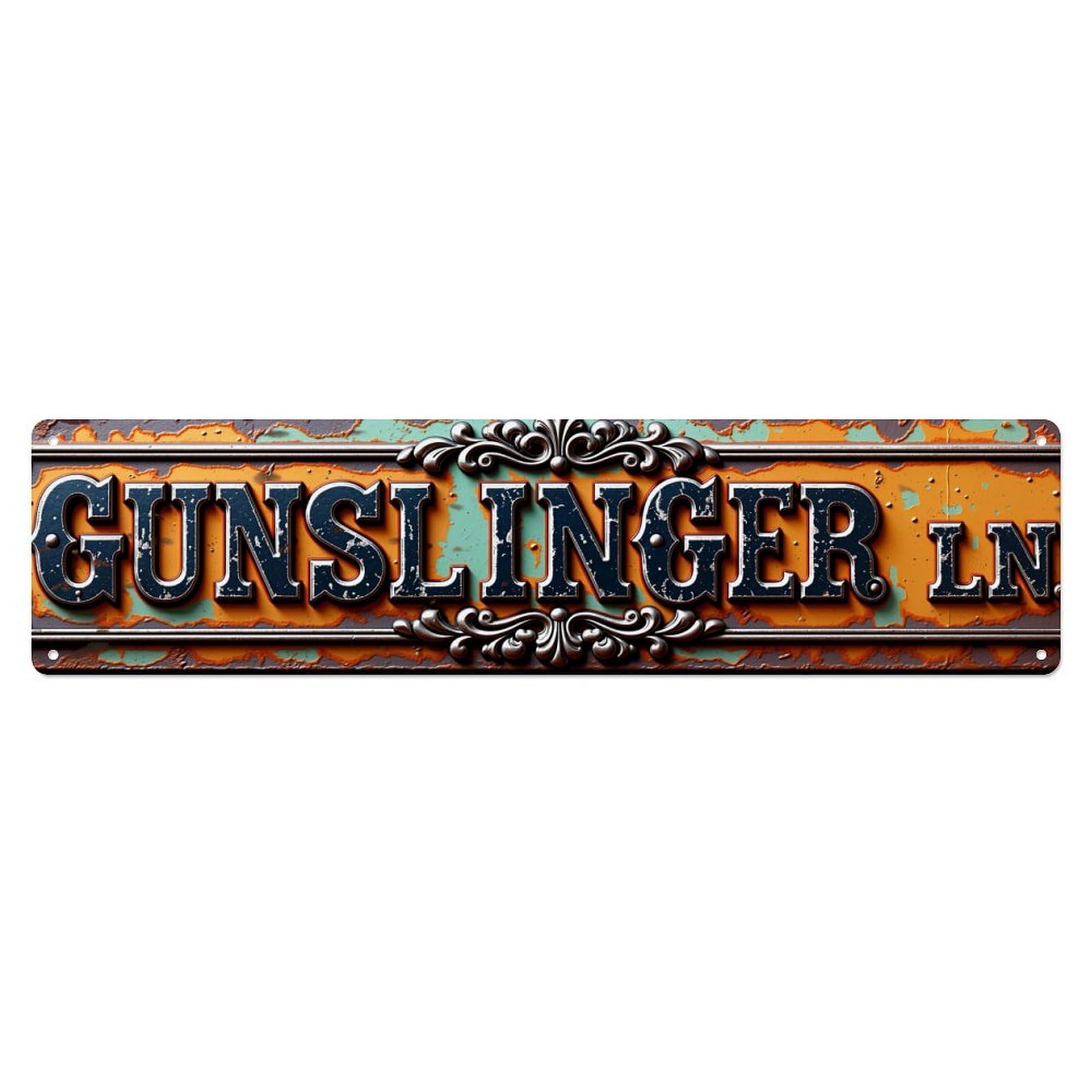 Gunslinger Ln Vintage Street Sign Metal Tin Sign Plaque