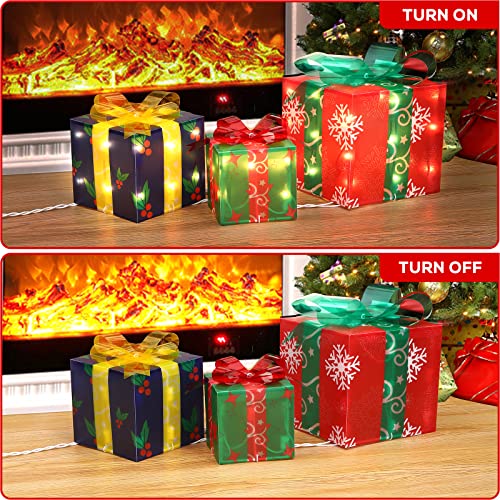 Christmas Lighted Gift Boxes Christmas Decorations,Light Up Present Boxes Ornament Decorations