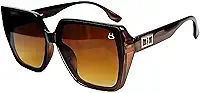 Óculos Sol Feminino Quadrado Original Proteção UV + Case Luxo Marrom Qualidade Premium Elegância