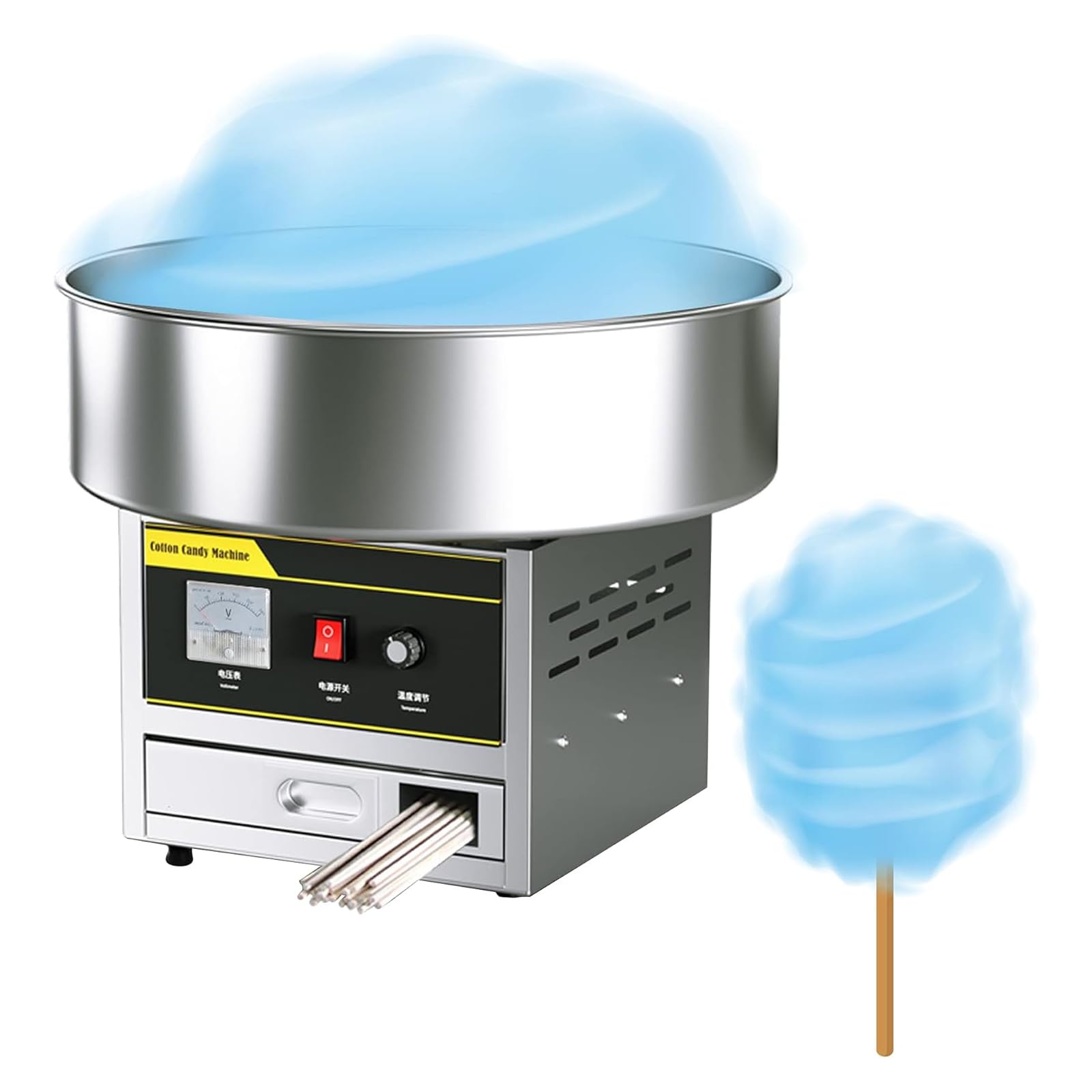 Máquina De Algodón De Azúcar Comercial De 1200 W, Fabricante Profesional De Algodón De Azúcar, Fabricante De Algodón De Azúcar Eléctrico para Fiesta De Cumpleaños, Plata