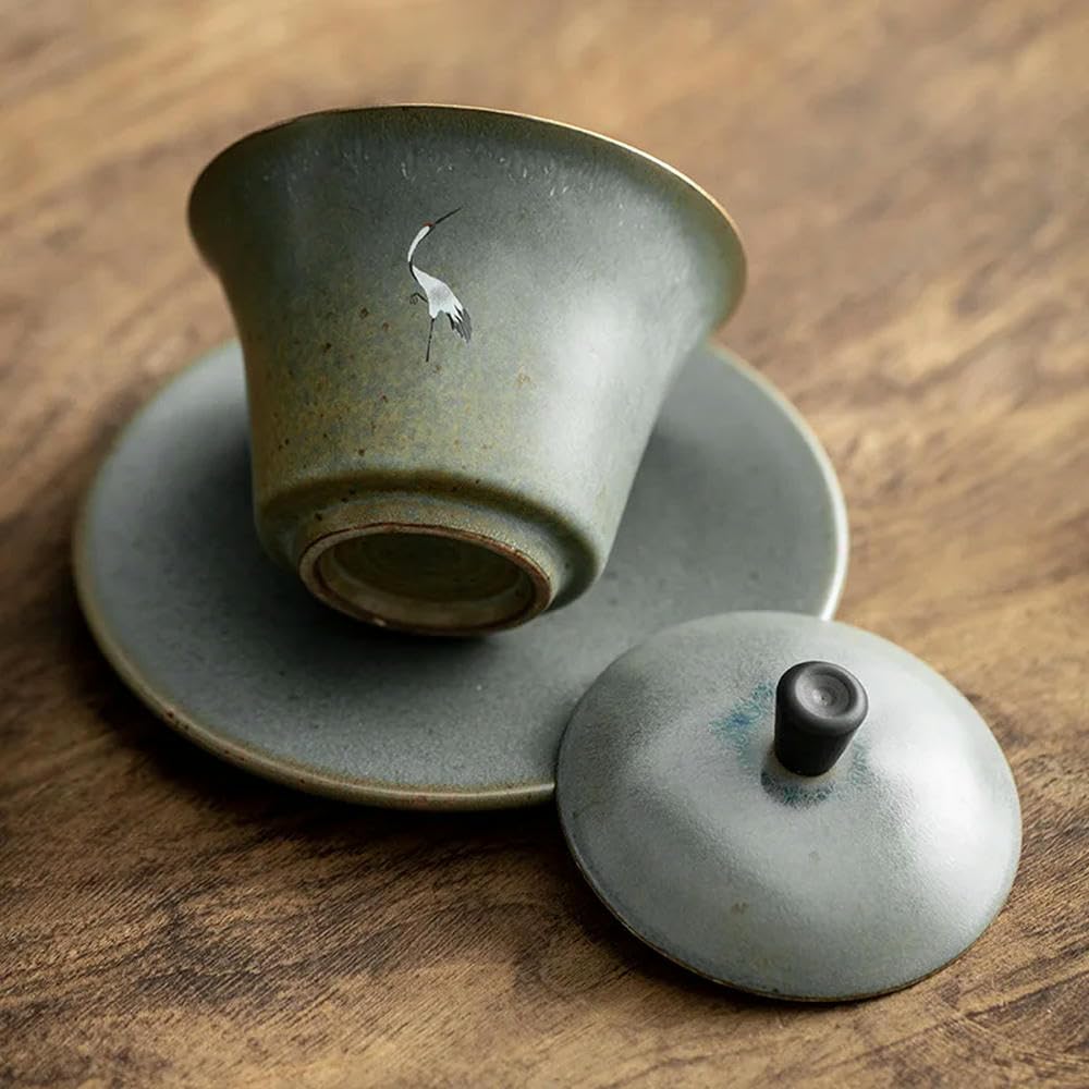Porcelanowy zestaw do herbaty Gaiwan Kung Fu, Zestaw do herbaty chińskiej Gaiwan Pottery 130ml(Style C)