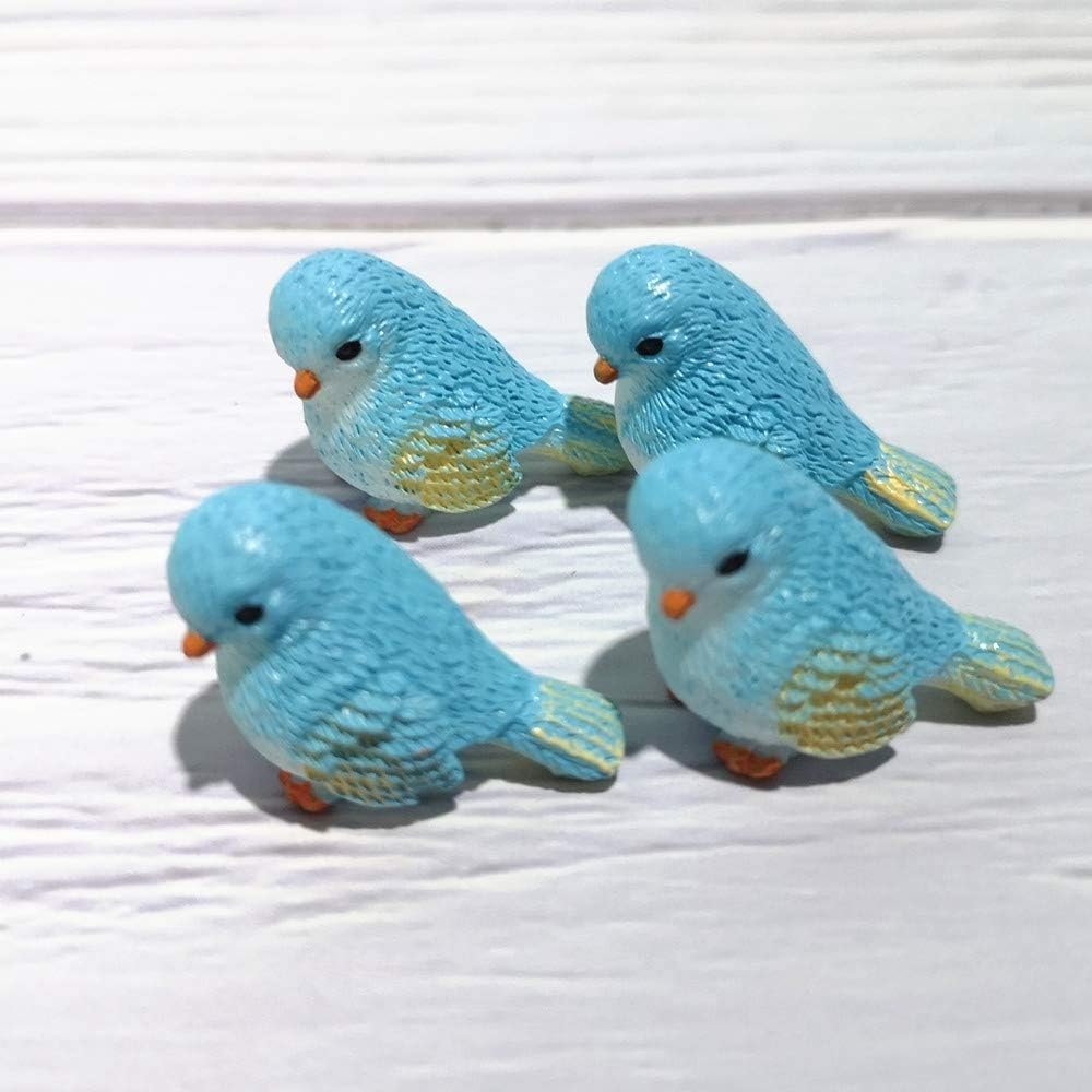 Wyjuan Blue 4Pcs Miniature Bird Figurines, Mini Resin Birds, Fairy Garden Accessories And Supplies, Micro Landscape, Bonsai Craft Decor Outdoor Statues Outdoor Décor