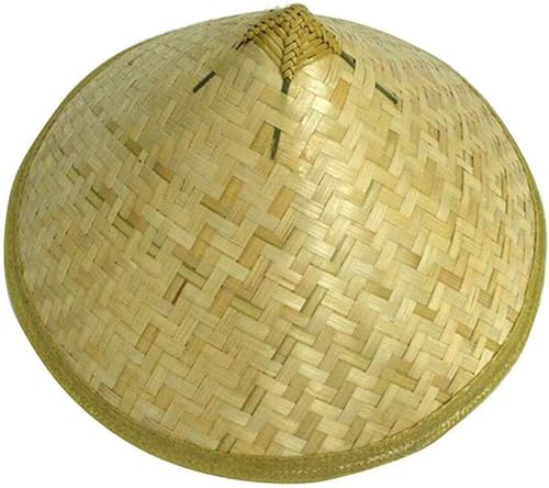 Sombrero chino de bambú Coolie sombreros de sol tradicional oriental cono de paja sombrero de pesca de jardín sombrero de granjero accesorio de foto