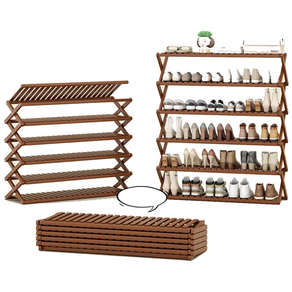 SWANEW Étagère à Chaussures Pliable Et Portable, Boîte à Chaussures Avec Porte Transparente 34x25x105cm 6 Niveaux 6 Paires Blanc 86479982