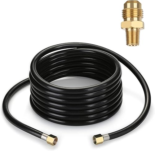 Miniatura 1 de WADEO Manguera de extensión de propano de acero inoxidable trenzado de 12 pies con ambos 38 pulgadas hembra para RV, parrilla de gas, cocina de