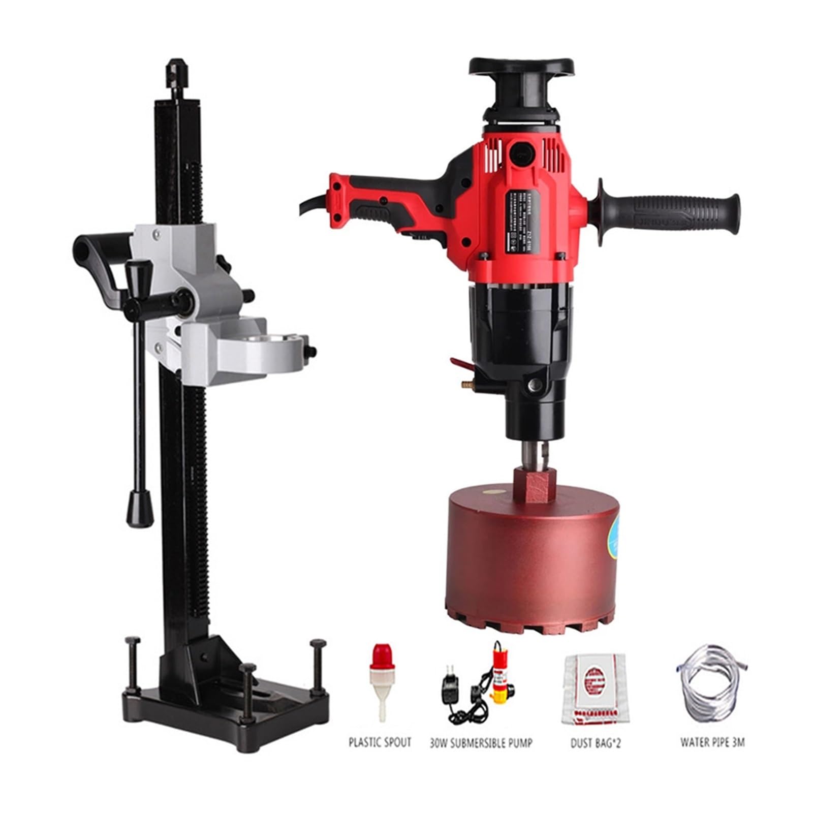 Taladro eléctrico de agua con diamante, 1600 rpm, taladro de torsión de ingeniería, mini taladro manual, herramienta eléctrica, máx. 180 mm Para bricolaje(9120)