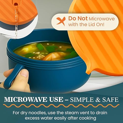 Miniatura 5 de AI LOVE PEACE Tazón para ramen, 40 onzas, para cocinar fideos en microondas para ramen, Pho, sopa y pasta, apto para lavavajillas y portátil, ideal