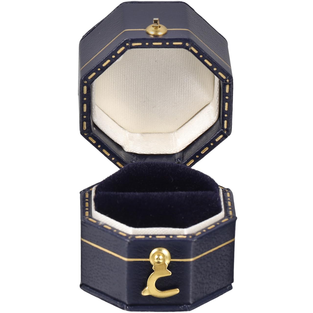 LIFKOME リングケース 八角形 プロポーズ 指輪ケース ミニ 3cm レザー ボックス 持ち運び 結婚指輪 婚約指輪 収納 撮影 小物 アンティーク ロイヤルブルー