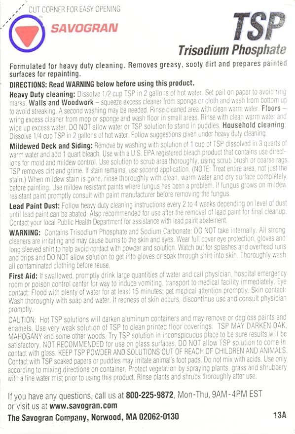 Miniatura 3 de Savogran 10621 l Lb. TSP Limpiador de servicio pesado multiusos