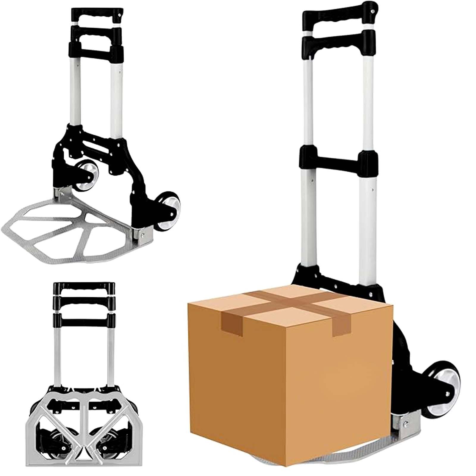 NTEK Folding Hand Truck- Aluminum Trolley with 80kg Capacity, Hand Trucks, Sack Trucks Trolley, Lightweight Aluminium Hand Truck Trolley for Camping, Garden, Pallet & Transport on Wheels