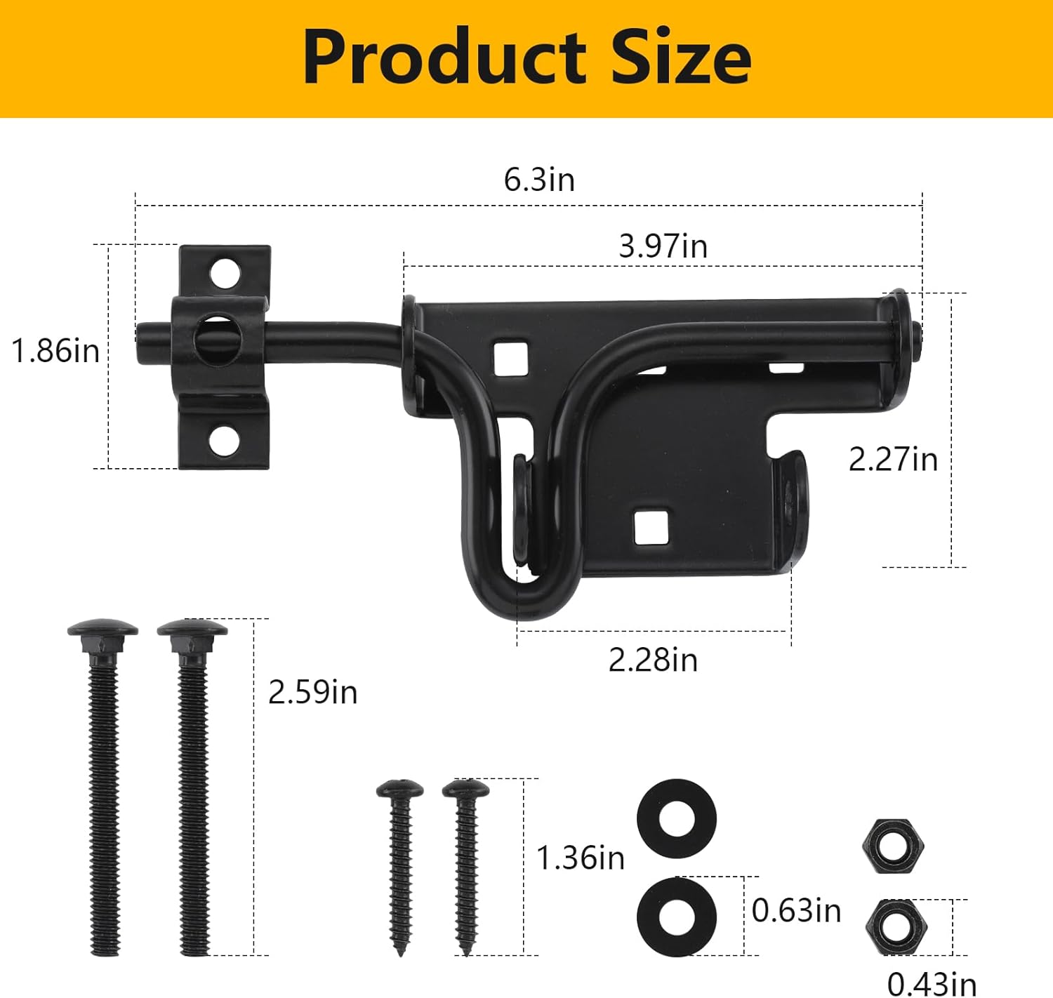 HOME MASTER HARDWARE Heavy Duty Slide Bolt Gate Latch, Thickened Metal Sliding Bolt Door Lock with Padlock Hole, Solid Hardware for Wooden Fence, Barn Door, Shed Door, Yard Door, Interior and Outdoor