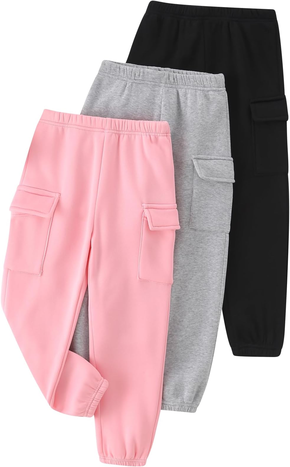 Girls' 3 Pcs Letter Graphic Print Sweatpants Kids Athletic Joggers Pants with Pockets 4-14 Years