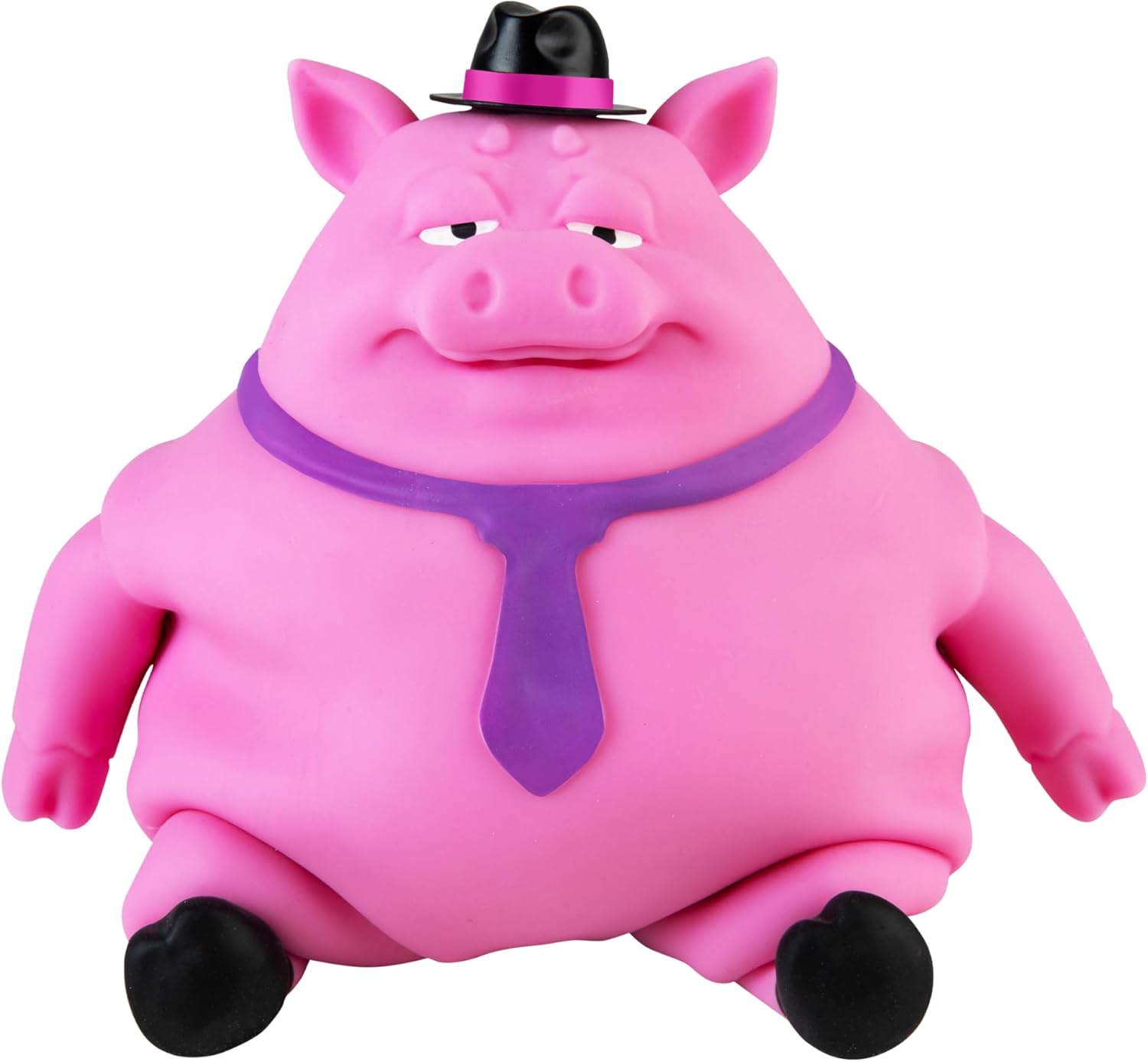ORB Funkee Animalz Jumbo Pig with Hat (Pink) - Big 4.5 lb Stretchy Pig - Funny, Squishy, Squeeze for Stress Relief - Novelty Sensory and Fidget Collectible Funkee Animals Toys for Kids and Adults