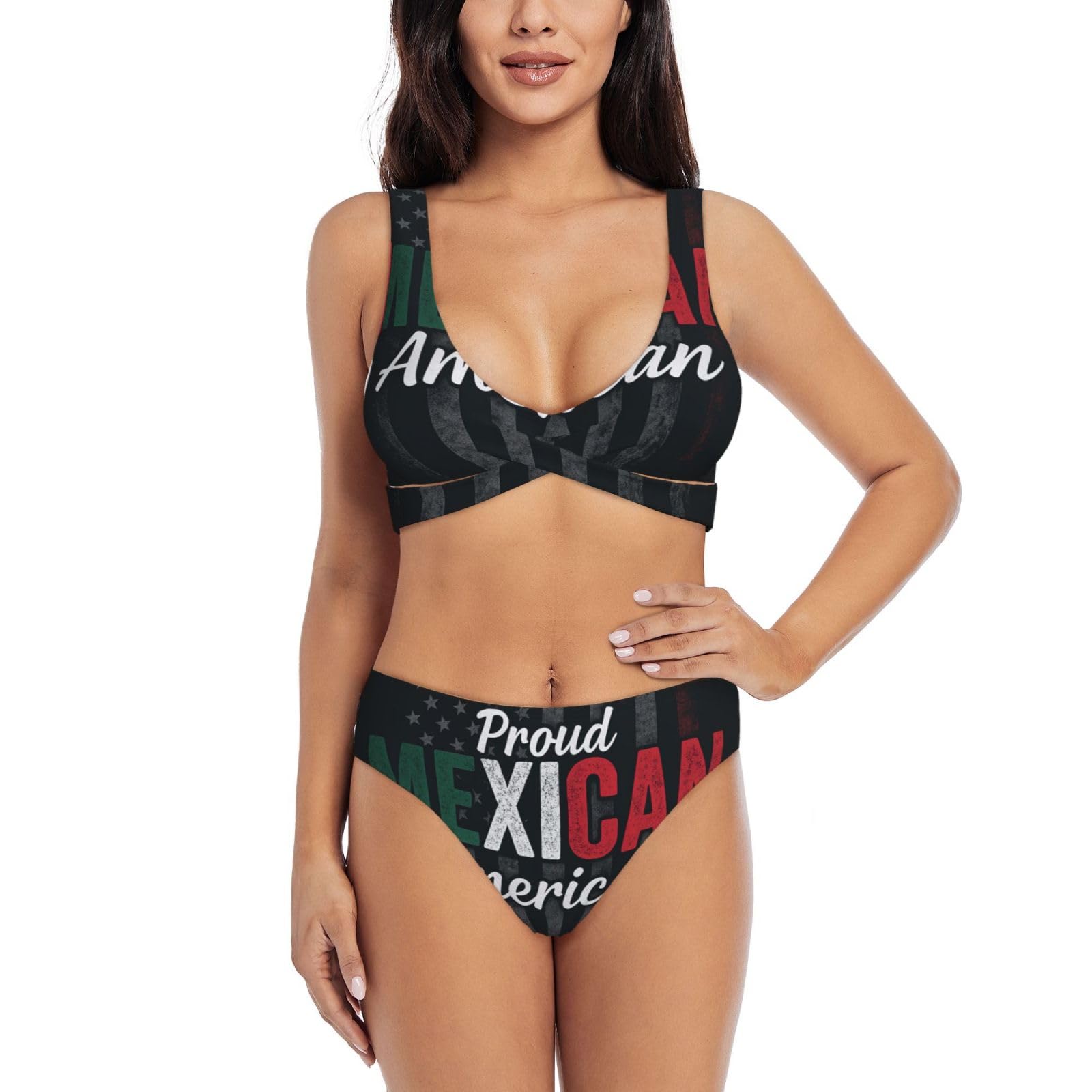 Bikini mexicano de dos piezas con giro frontal elegante y espalda abierta 8