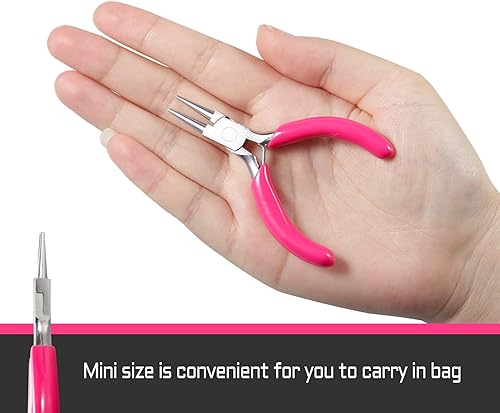 Miniatura 5 de LEONTOOL Alicates de punta redonda de 3 pulgadas, alicates de alambre para hacer joyas, mini alicates para suministros de fabricación de joyas