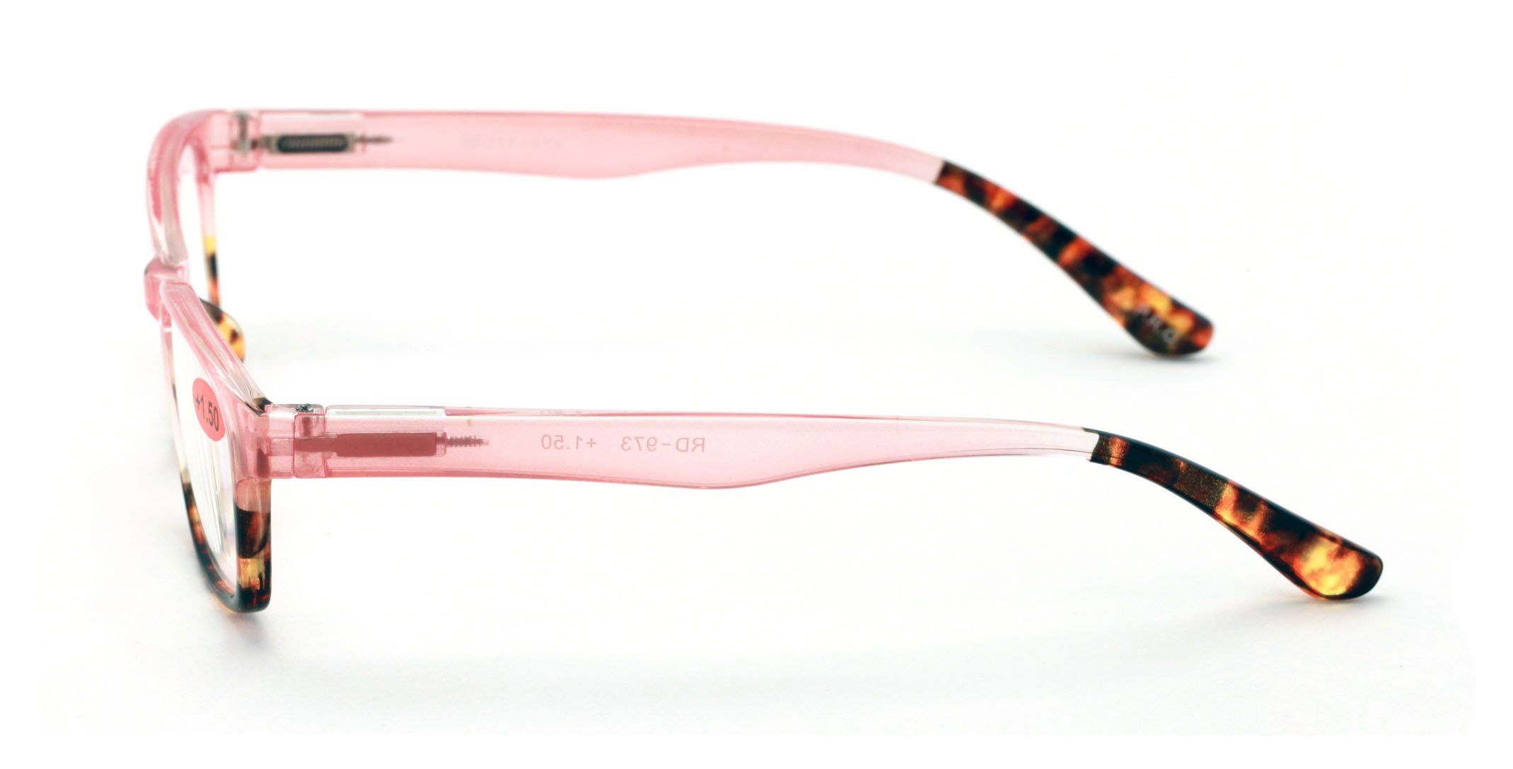 V.W.E. 2 Paare Von Klassischen Rechteck-Lesern Mit Federscharnieren Halb Durchscheinend Schildkröte Lesebrille (Pink, 1,50)