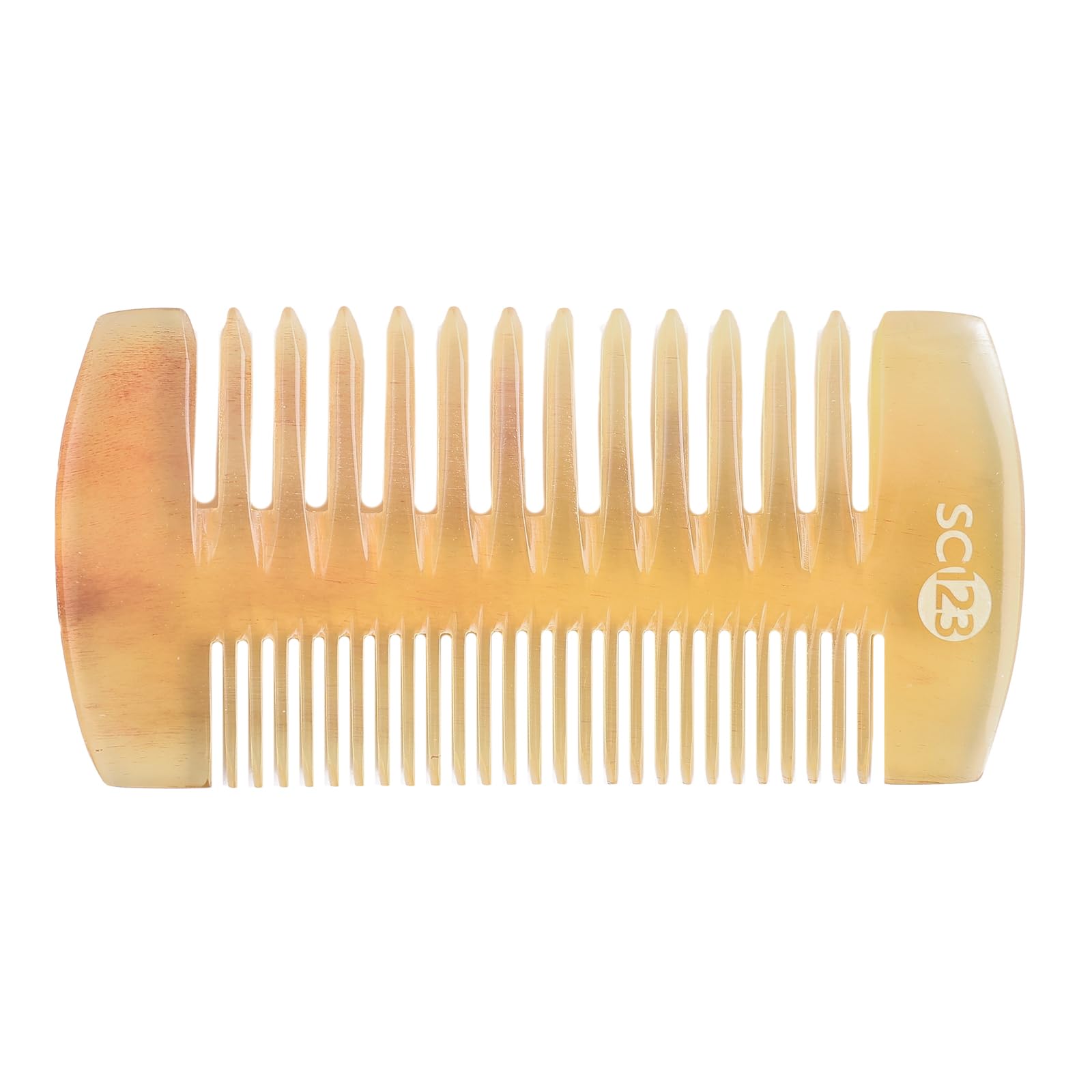 Untreated 4.3 inch Real Ox Horn Curly Hair Picks Beard Mustache Comb, Handmade Fine Wide Tooth Double Sided Small Pocket Travel, Anti-static Detangling Massage Scalp Gua sha for Women Men