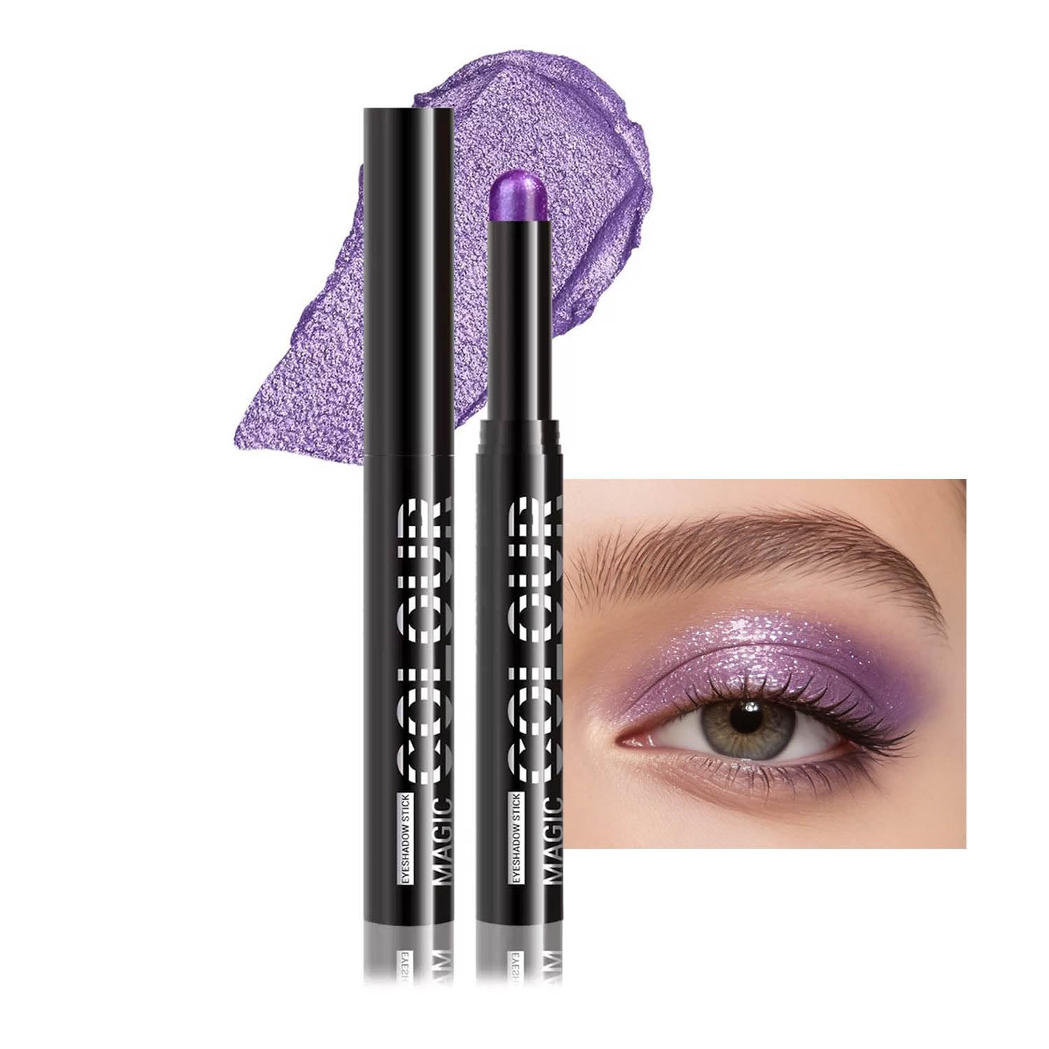 Cream Purple Eyeshadow Stick - Smudge Proof Sweat Proof Eye Pencil - No Sharpener Needed Twist Up - Long Wearing Vibrant Matte & Shimmer - Crease Resistant Eye Makeup (23#) 23# Purple