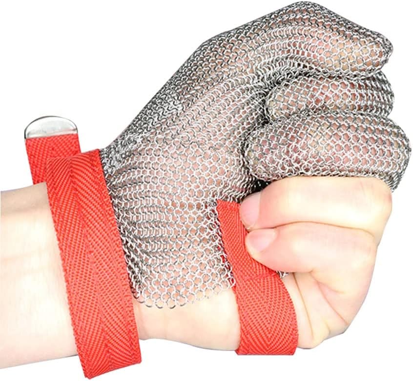Cut Resistant Glove 3 Finger Stainless Steel Cut Resistant Gloves, Class 9 Protective Safety Work Gloves, Suitable for Kitchen/Outdoor Adventure (Size : 1pcs/XS)