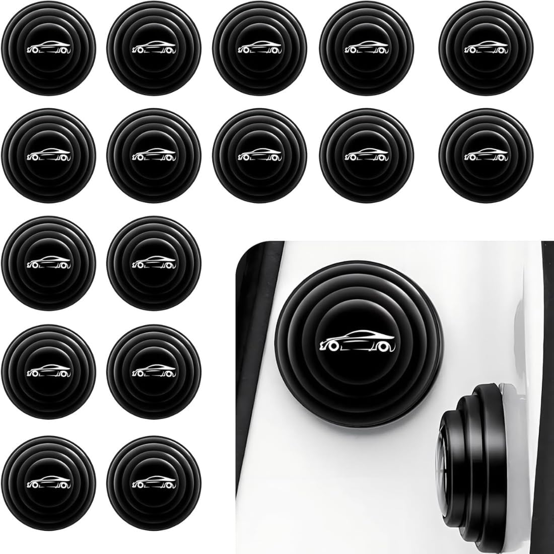 UPLEVELBUCKET 20 Pcs Car Door Shock Absorber Pads | Universal Silicone Rubber Door Protector Stickers | Self-Adhesive Anti-Collision Door Guards | Noise-Reducing Buffer Pads | PVC Door Protection Accessories for All Cars, SUVs & Hatchbacks-image-4