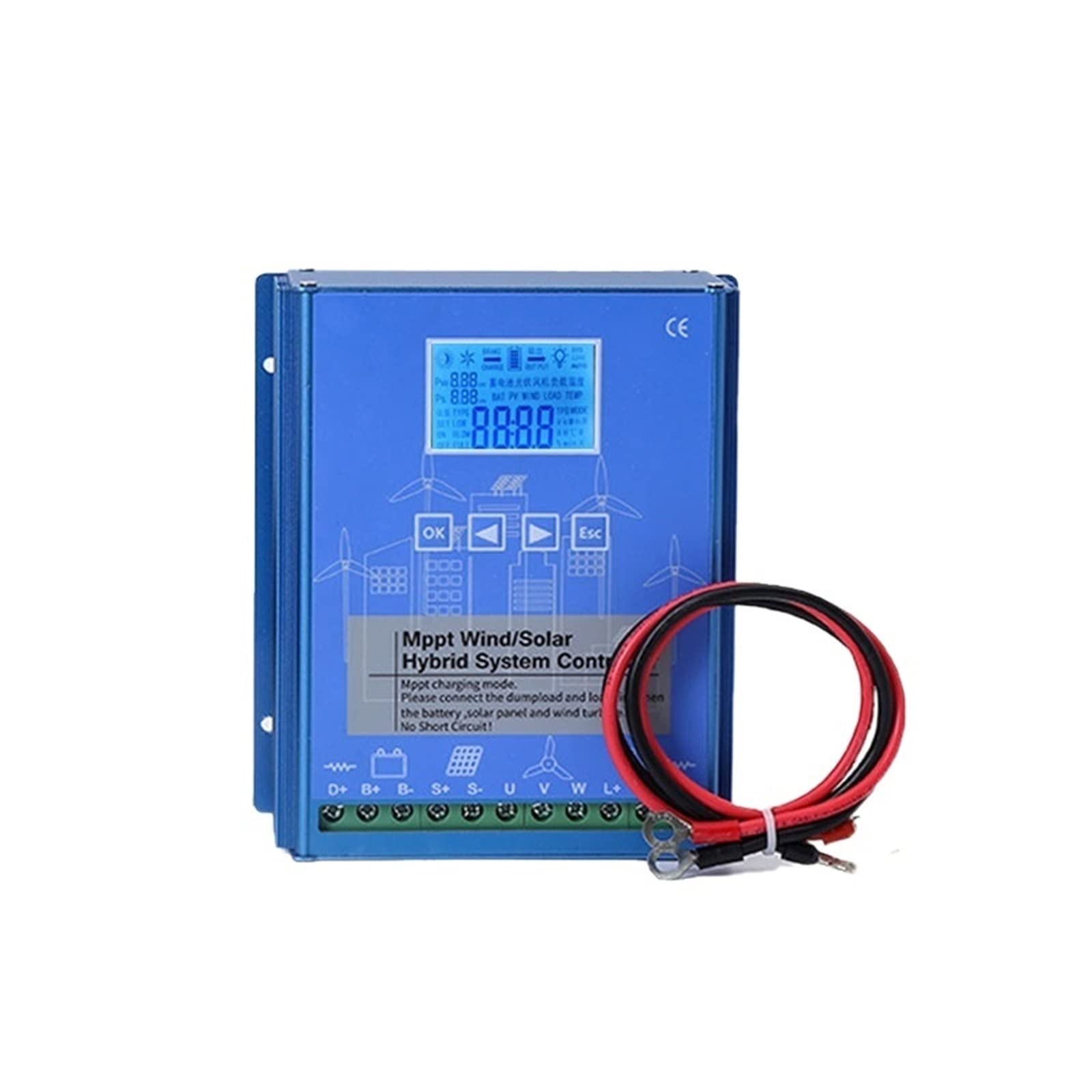 Solar Controller, MPPT Wind and Solar Complementary Controller 12V24V48V Boost Charging Street Lamp Monitoring(24V48V Wind 800W Light 600W)