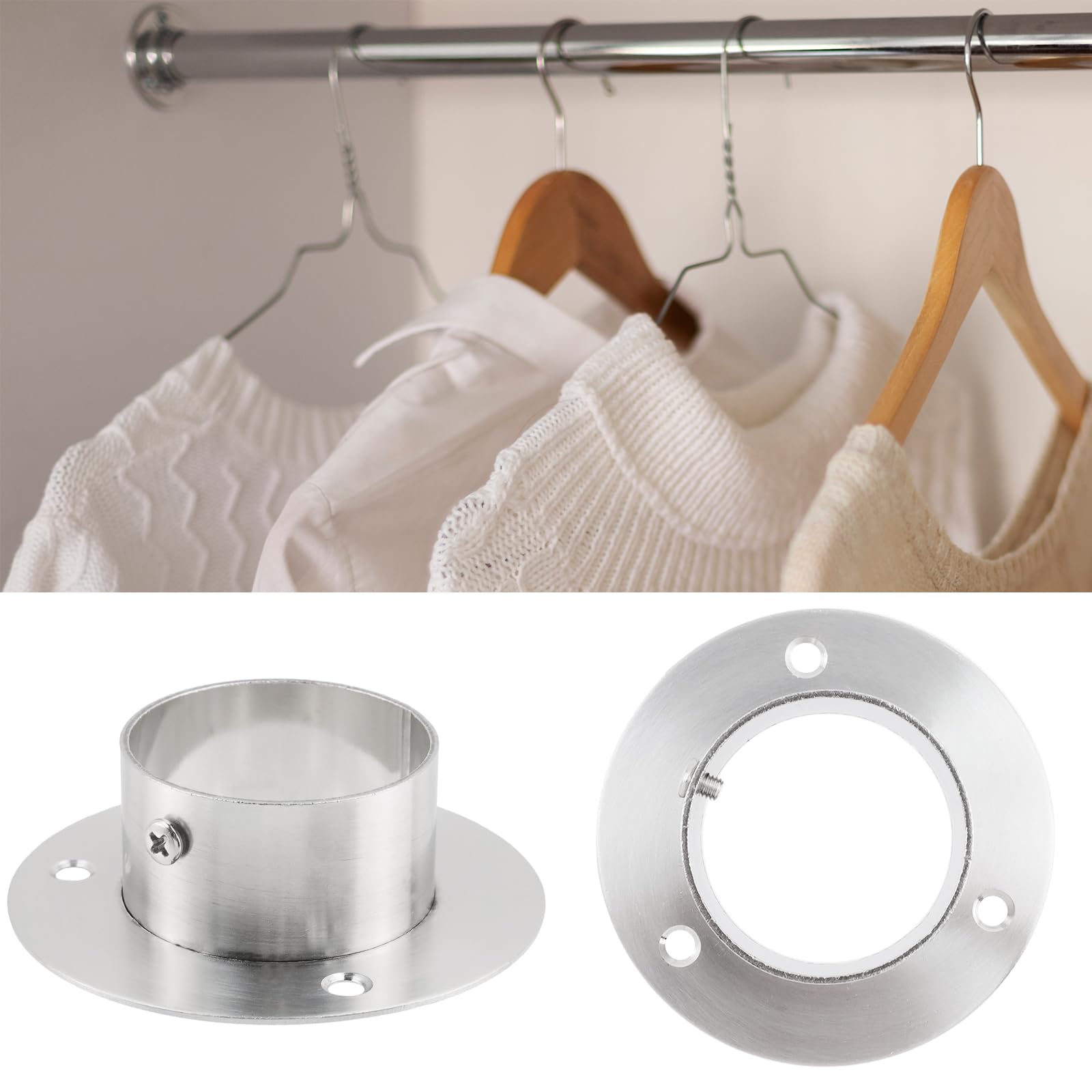 2x Riel De Ropa Para , Tubo Para Colgar, Armario, Armario, Soporte De Tubo Soportes De Estante Y Soporte 2 Piezas