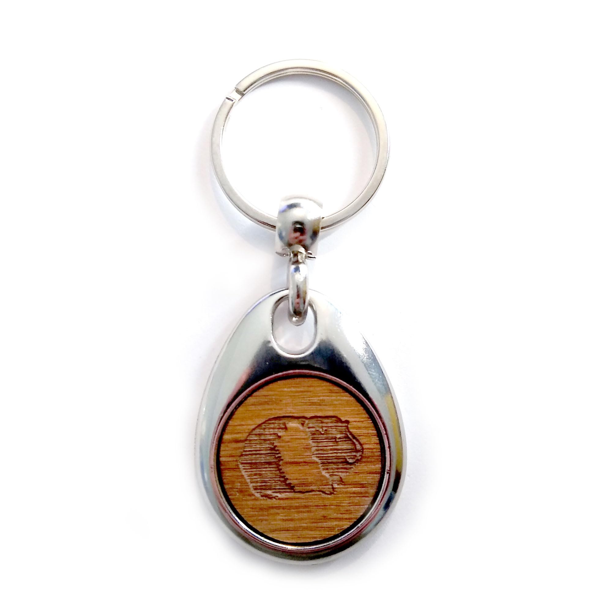 Jorvik Wood Guinea Pig Design Wooden Keyring with Gift Box.