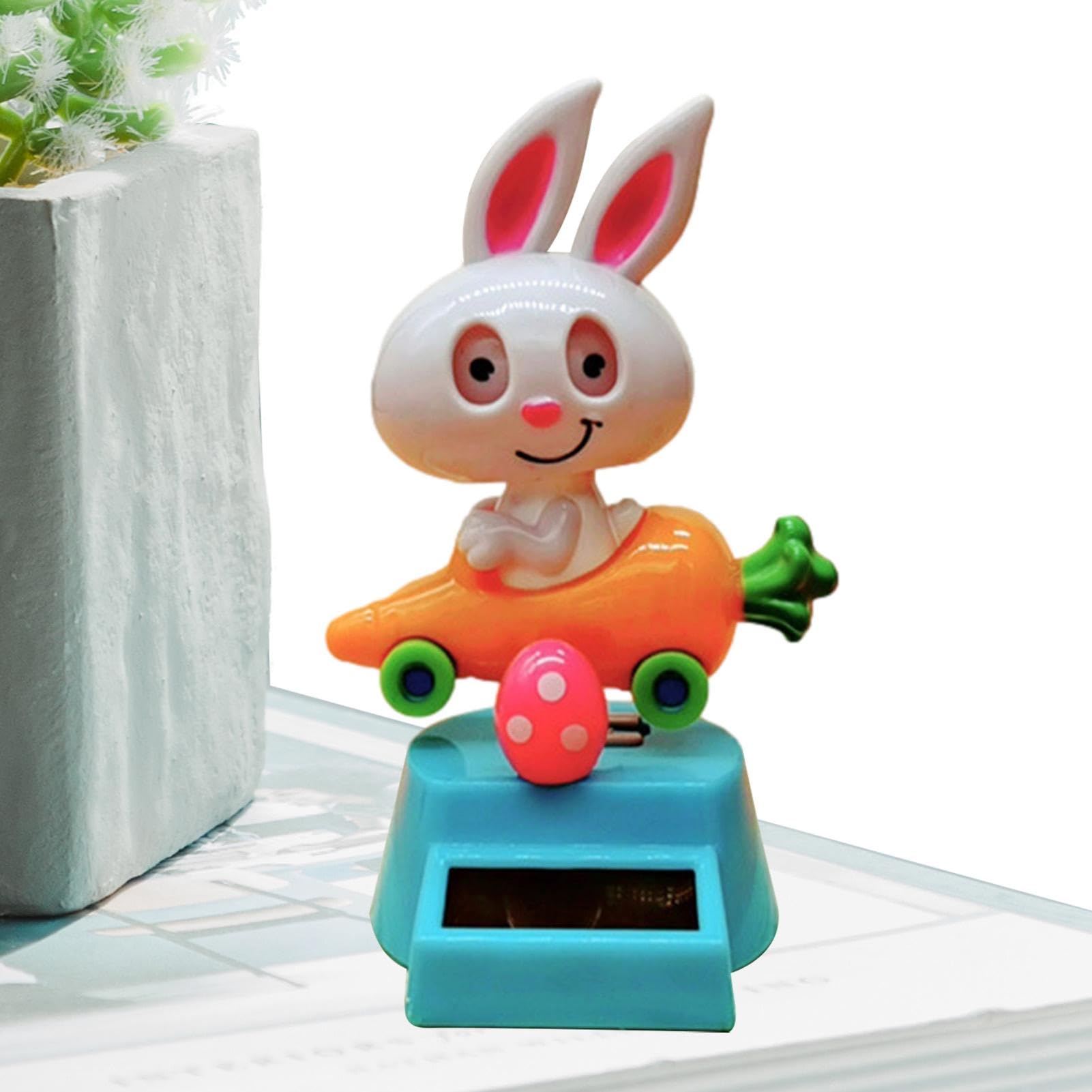 Renywosi – Figurine Solaire Dansante – Lapin Mignon – Décoration Voiture Et Bureau – ABS – 4,7 X 2,3 X 5,5 Pouces – Énergie Solaire