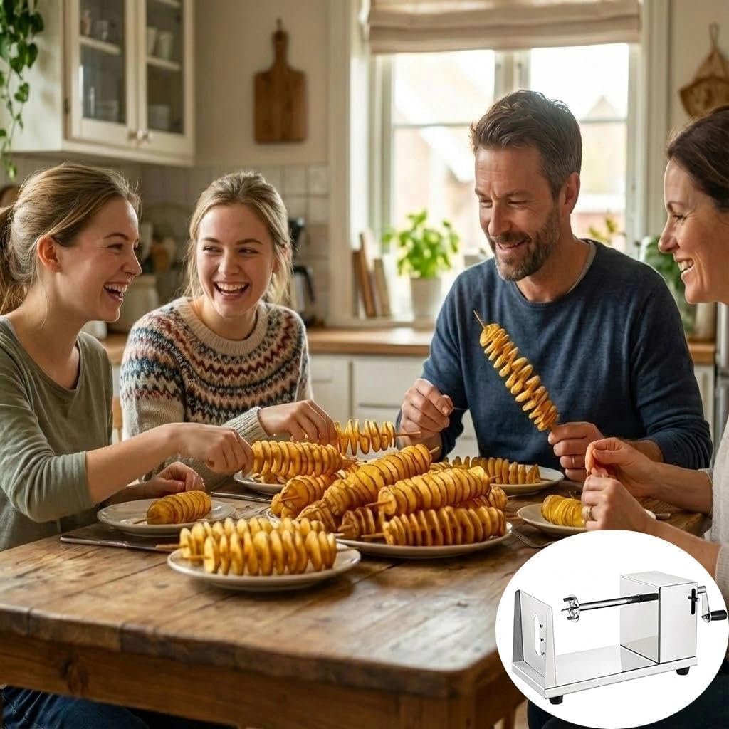 Spiralschneider Kartoffel,spiralschneider,Aus Edelstahl Gefertigt, Eignet Es Sich Sowohl Zur Herstellung Von Tornado-Kartoffelchips Als Auch Zum Schneiden Von Kartoffeln, Obst Und Gemüse.