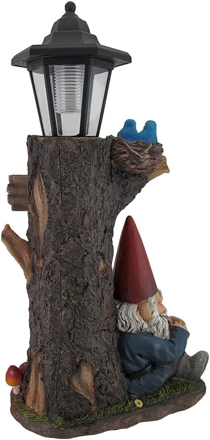 Zeckos Gnome Nap Station and Welcome Sign Solar LED Lantern