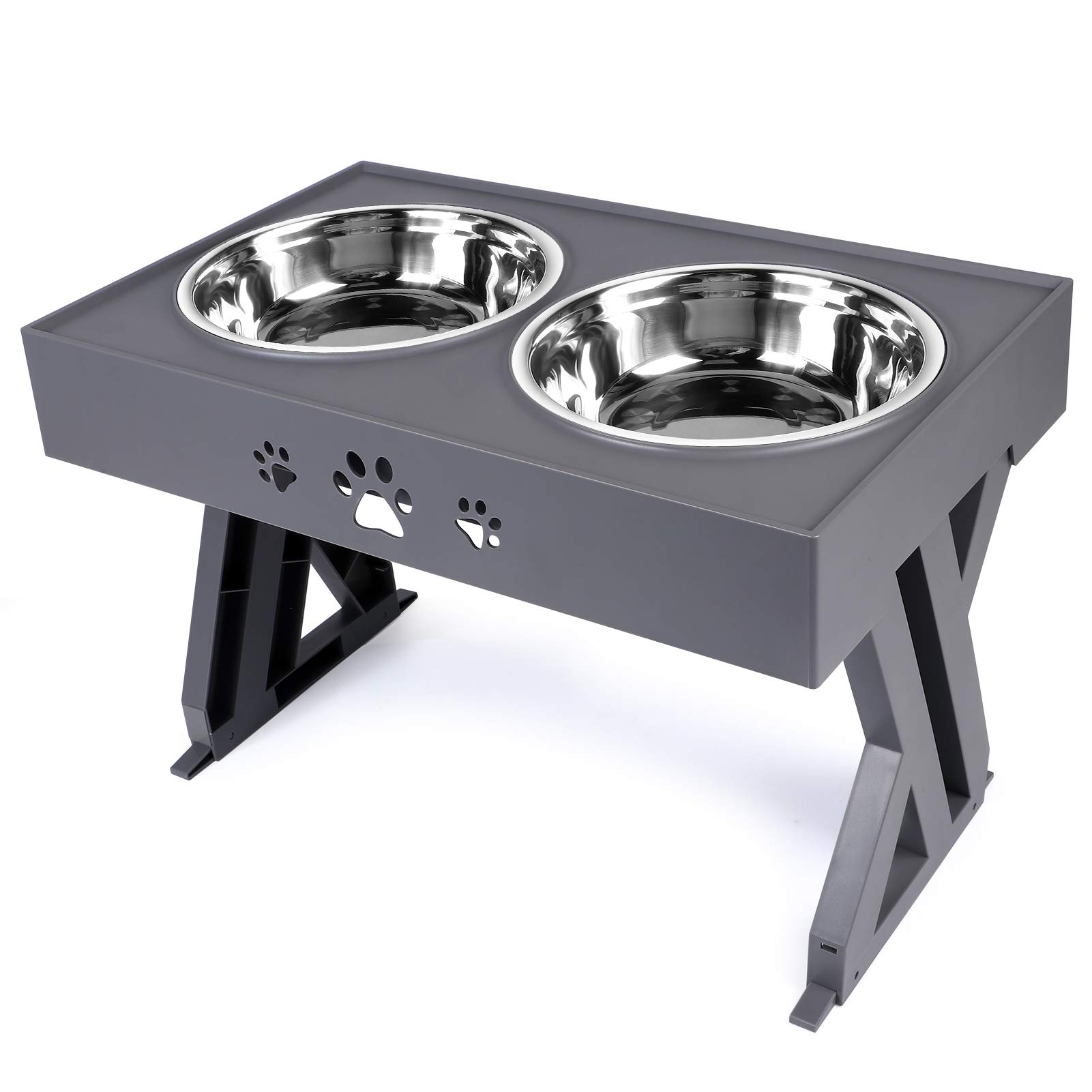 Buy Raised Dog Adjustable 3 Heights Stands with 2 x 1140ml Stainless