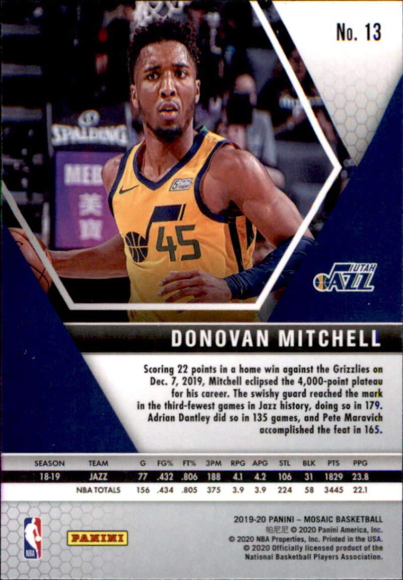 Amazon.com: 2019-20 Panini Mosaic #13 Donovan Mitchell Utah Jazz