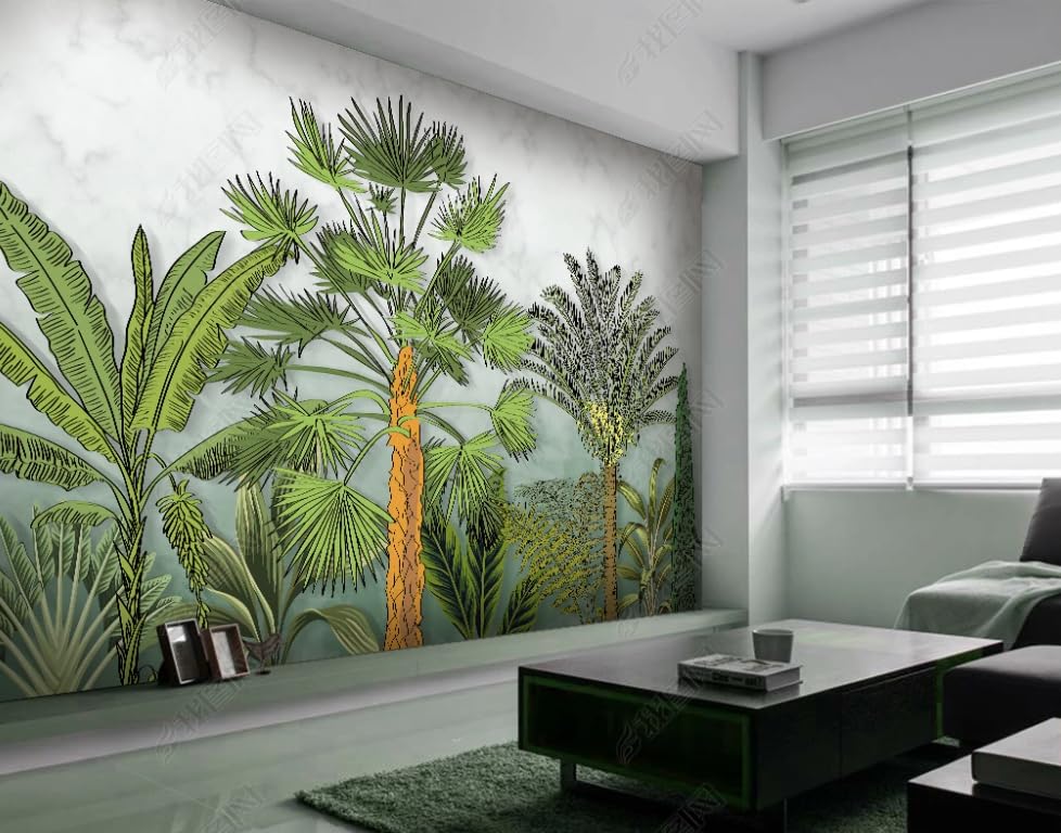 Fresque murale forêt tropicale dessinée main papier intissé premium