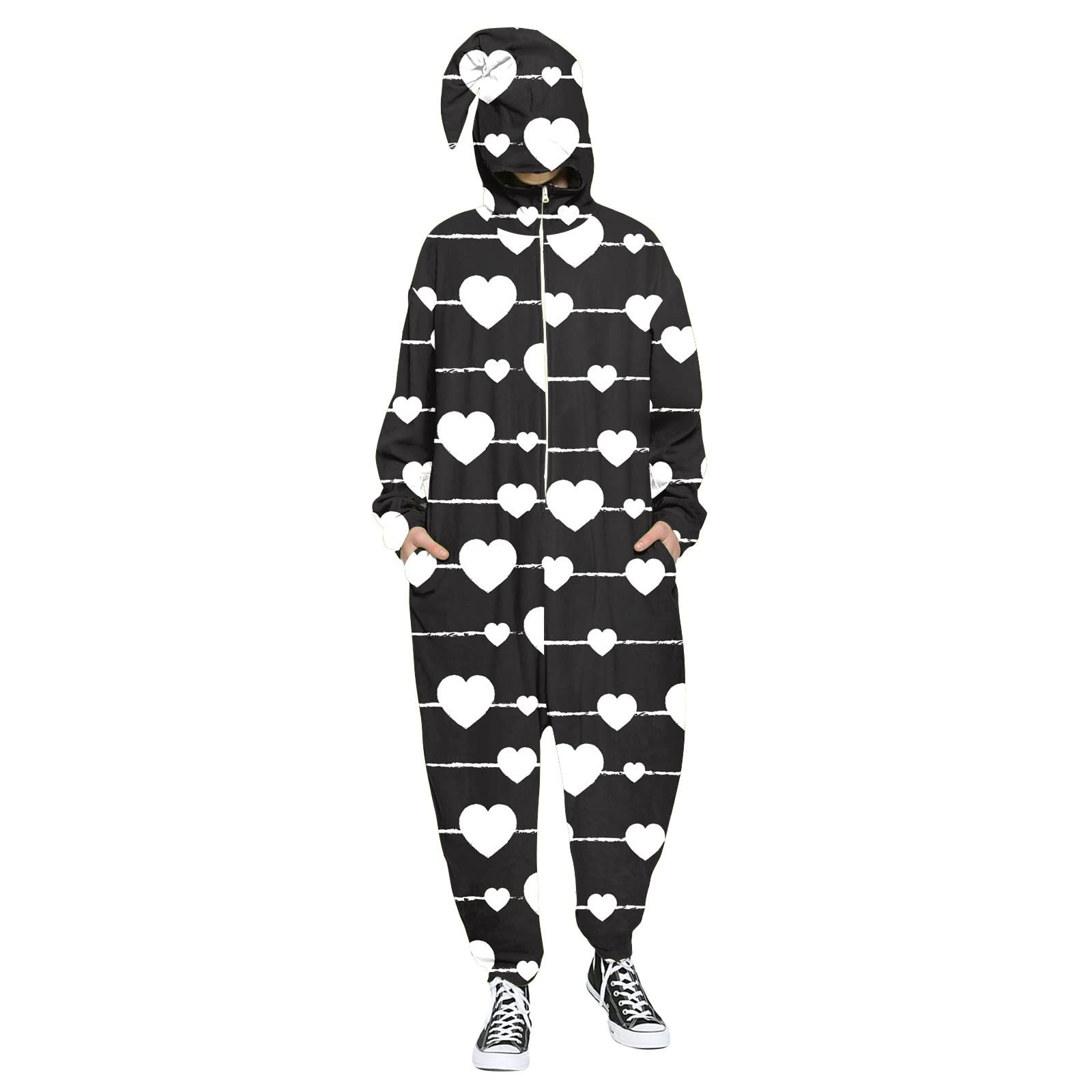 Valentine's Day Pajamas for Men Hoodie Jumpsuit One Piece Nightwear One Piece Nightwear Sleepwear Homewear