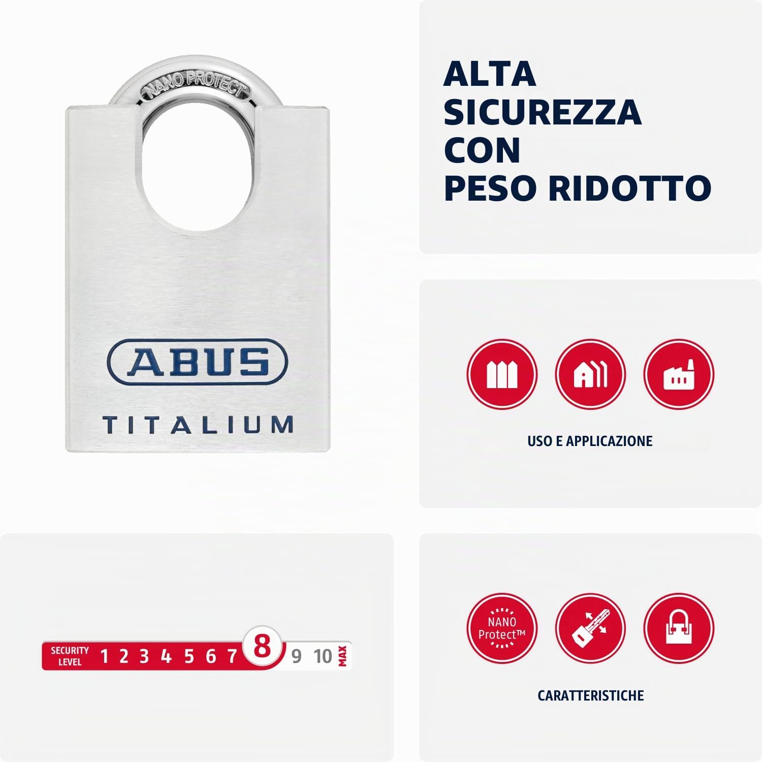 Candado Titalium arco protegido puntos 50 blister
