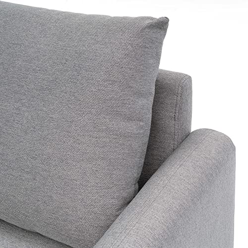Mellow Mae Mid-Century Modern Curved Arm Sofa With Solid Wood Legs, Light Grey #TOP5