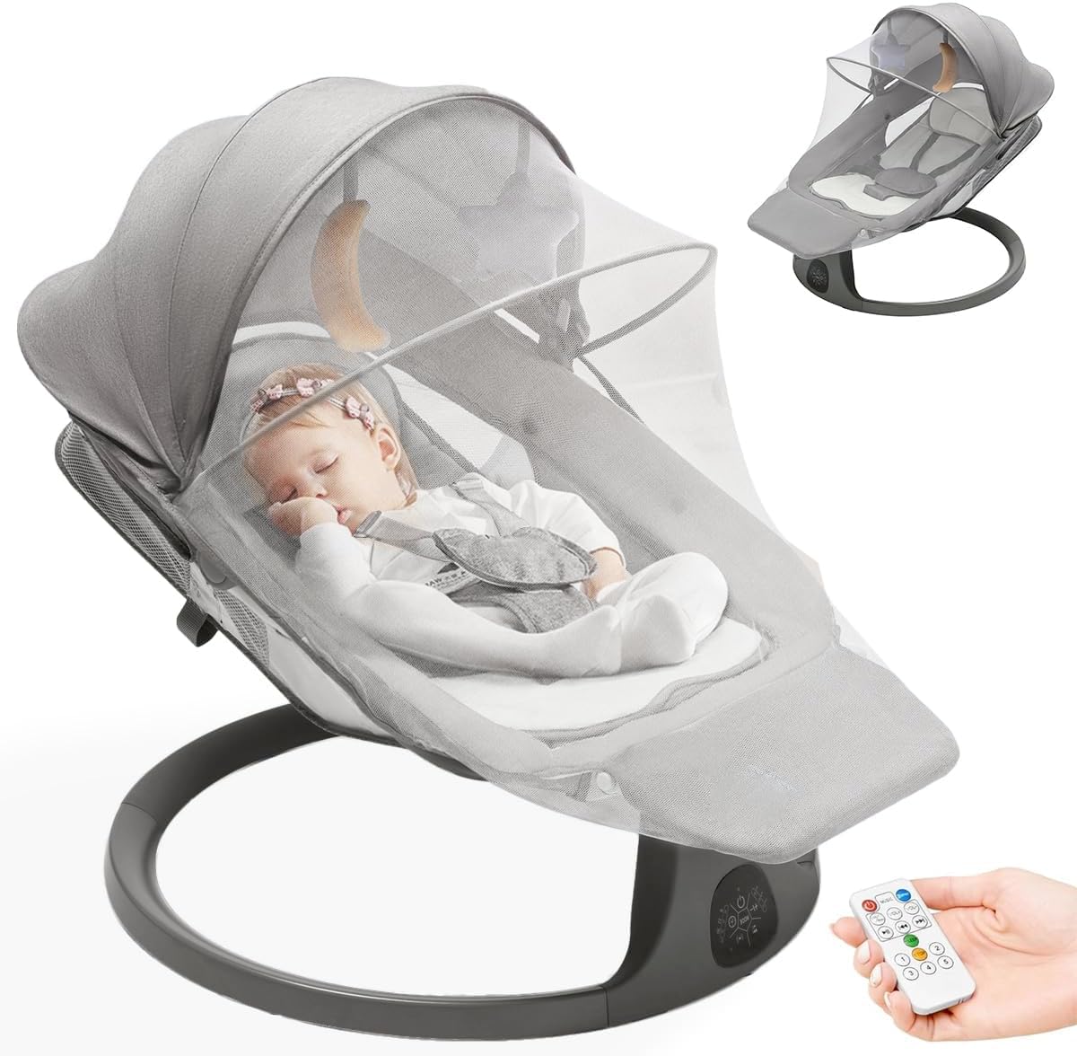 Sponsored Ad – Baby Swings for Infants, Infant Swing with Lullabies, Bluetooth, 3 Seat Positions, Touch Screen & Remote Control, Outdoor Baby Rocker, Portable Swing for Baby