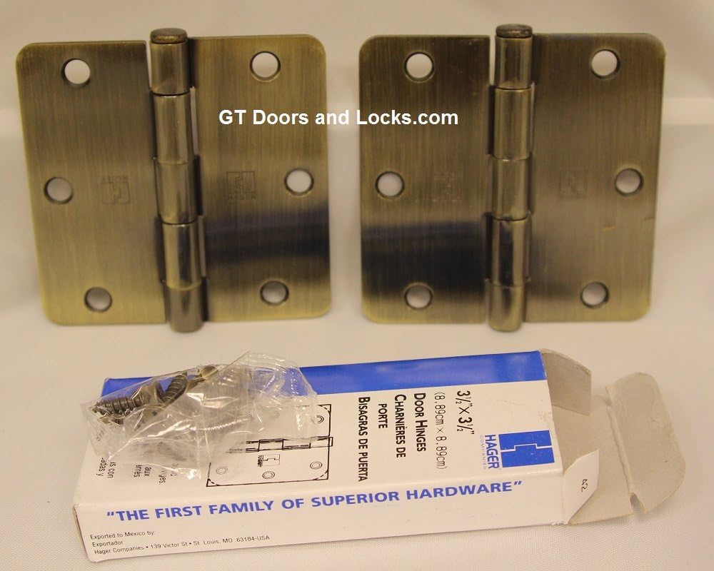 Hager Hinges RC1741 3.5" x 3.5" us5 Antique Brass 1/4